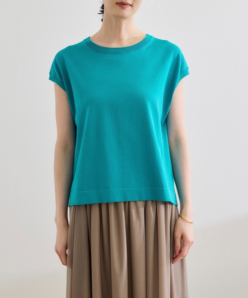 ROPE'（ロペ）の「【洗える】オーガニックコットンハイゲージフレンチスリーブニット（ニット/セーター・レディース・ネイビー/ホワイト/ターコイズブルー・FREE）」の22枚目の写真