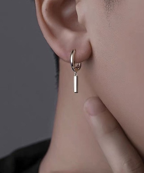 WARAIJOGO（ワライジョウゴ）の「【WARAIJOGO】EK286/ドロップフープリングピアス/両耳用(NEZ)（ピアス（両耳用）・メンズ・シルバー・FREE）」の2枚目の写真