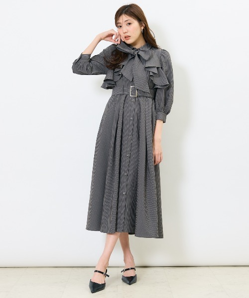 AND COUTURE ストライプフリルケープワンピース AND COUTURE ストライプフリルケープワンピース