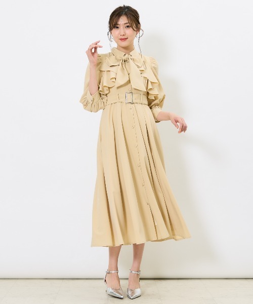 セール】ストライプフリルケープワンピース（ワンピース）｜AND