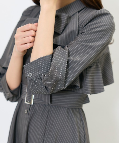 ストライプフリルケープワンピース（ワンピース）｜AND COUTURE