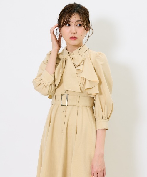 セール】ストライプフリルケープワンピース（ワンピース）｜AND