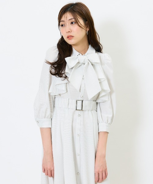 セール】ストライプフリルケープワンピース（ワンピース）｜AND