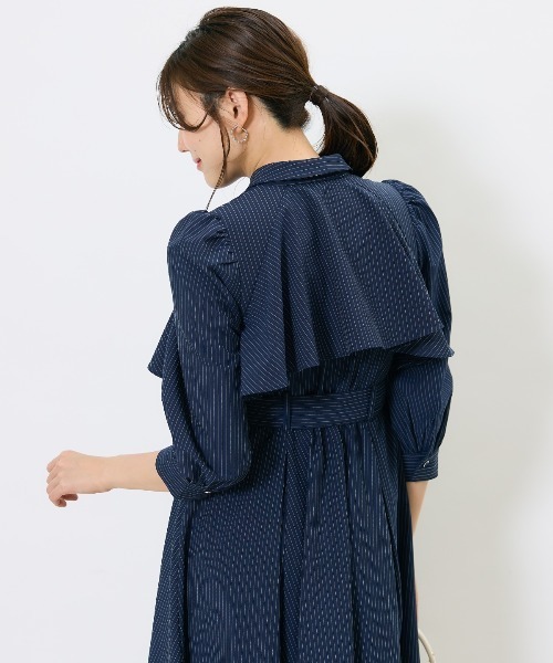 セール】ストライプフリルケープワンピース（ワンピース）｜AND