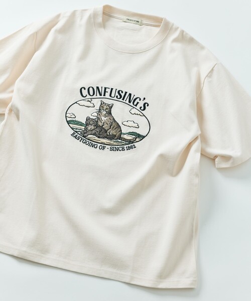 A.P.C. FREAK'S STORE 別注　シルバー刺繍Tシャツ セール】限定展開 ビッグシルエット アニマル刺繍 クルーネック