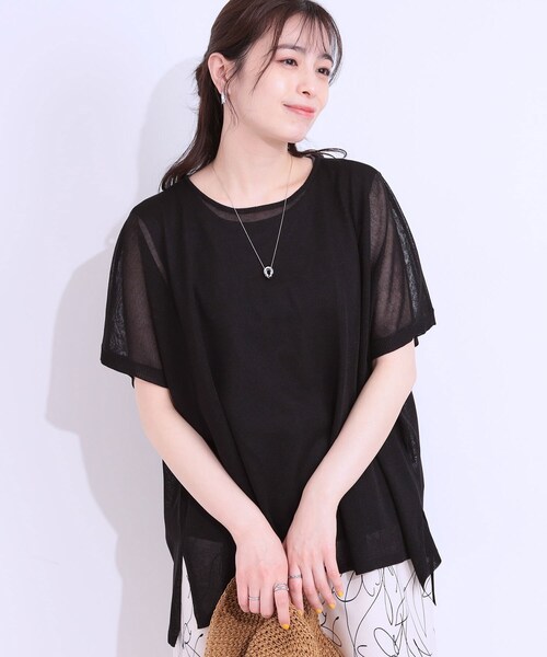 SHOO・LA・RUE(シューラルー)の「【2点セット】インせず着られるシアーニット+タンクトップ(その他トップス・レディース・ライトグレー/グリーン/ブラック/イエロー系その他・01/02/03)」の2枚目の写真