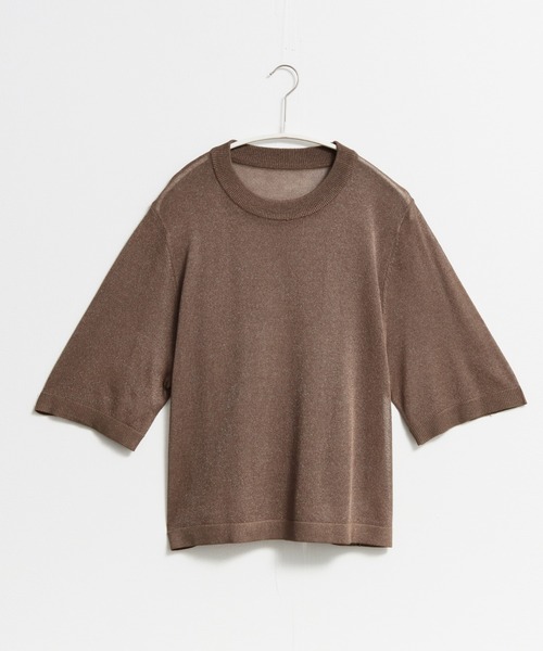 for/c(フォーシー)の「ラメニットシアーTシャツ【サスティナブル】(ニット/セーター・レディース・グレー/ブラウン/ブラック/ホワイト・M/L)」の8枚目の写真