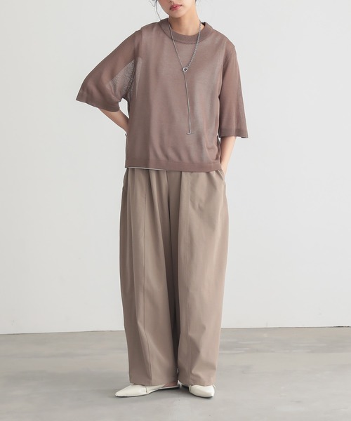 for/c(フォーシー)の「ラメニットシアーTシャツ【サスティナブル】(ニット/セーター・レディース・グレー/ブラウン/ブラック/ホワイト・M/L)」の22枚目の写真