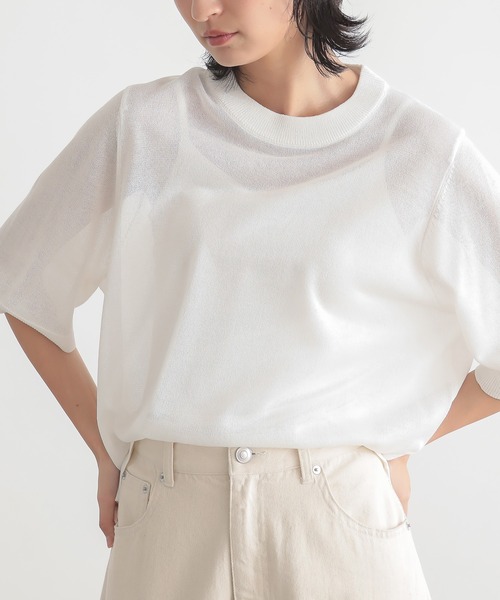 for/c(フォーシー)の「ラメニットシアーTシャツ【サスティナブル】(ニット/セーター・レディース・グレー/ブラウン/ブラック/ホワイト・M/L)」の18枚目の写真