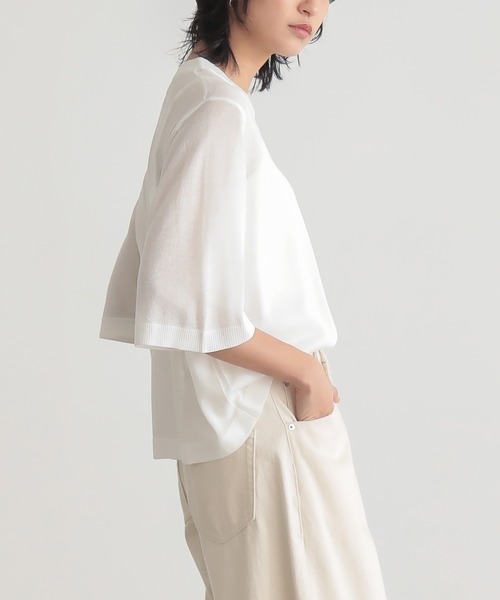 for/c(フォーシー)の「ラメニットシアーTシャツ【サスティナブル】(ニット/セーター・レディース・グレー/ブラウン/ブラック/ホワイト・M/L)」の17枚目の写真