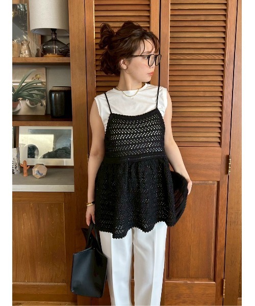 ★hime★Mila Owen 【ウォッシャブル】クロシェニットキャミ ウォッシャブル】クロシェニットキャミ×ノースリトップス(ニット
