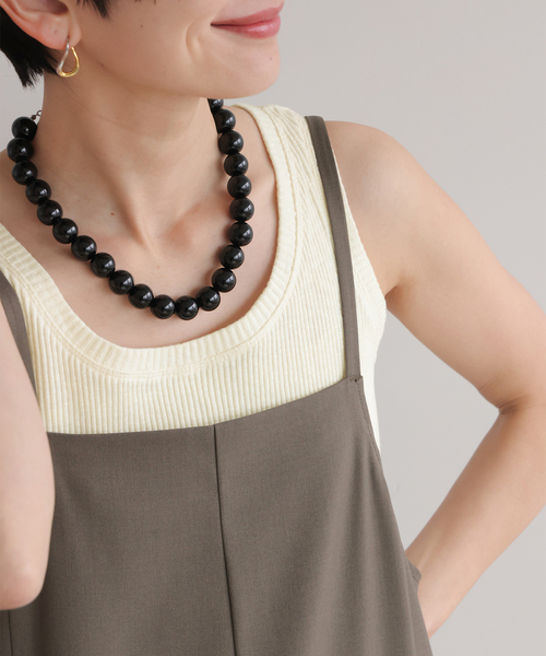 JOURNAL STANDARD relume（ジャーナルスタンダード　レリューム）の「コットンスラブリブタンクトップ（タンクトップ・レディース・ベージュ/アイボリー/チャコールグレー・FREE）」の2枚目の写真