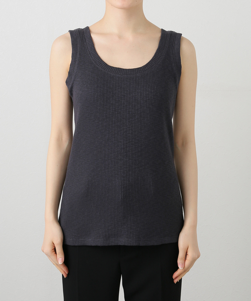 JOURNAL STANDARD relume（ジャーナルスタンダード　レリューム）の「コットンスラブリブタンクトップ（タンクトップ・レディース・ベージュ/アイボリー/チャコールグレー・FREE）」の13枚目の写真