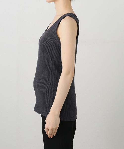 JOURNAL STANDARD relume（ジャーナルスタンダード　レリューム）の「コットンスラブリブタンクトップ（タンクトップ・レディース・ベージュ/アイボリー/チャコールグレー・FREE）」の12枚目の写真