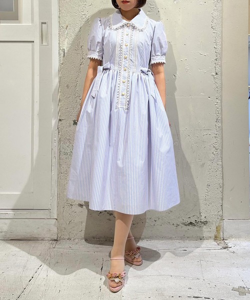 【美品】　MILK　胸元リボンドットフリルワンピース　ミルク　2006年　春夏物 美品】 MILK 胸元リボンドットフリルワンピース ミルク 2006年