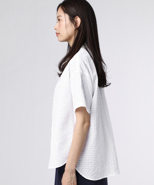 Psycho Bunny（サイコバニー）の「[WOMEN]シアーチェック シャツ（シャツ/ブラウス・レディース・ホワイト/ブラック・FREE）」の4枚目の写真