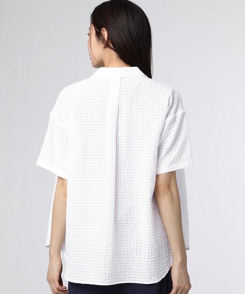 Psycho Bunny（サイコバニー）の「[WOMEN]シアーチェック シャツ（シャツ/ブラウス・レディース・ホワイト/ブラック・FREE）」の5枚目の写真