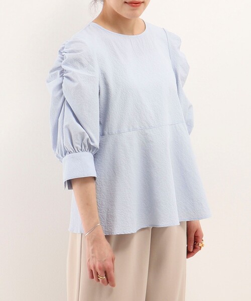 MICO COULIER(ミコクリエ)の「カラミタンブラーブラウス(シャツ/ブラウス・レディース・サックスブルー/ブラック/オフホワイト・38)」の3枚目の写真