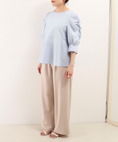 MICO COULIER(ミコクリエ)の「カラミタンブラーブラウス(シャツ/ブラウス・レディース・サックスブルー/ブラック/オフホワイト・38)」の8枚目の写真