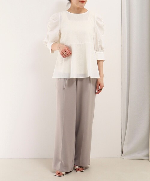 MICO COULIER(ミコクリエ)の「カラミタンブラーブラウス(シャツ/ブラウス・レディース・サックスブルー/ブラック/オフホワイト・38)」の9枚目の写真