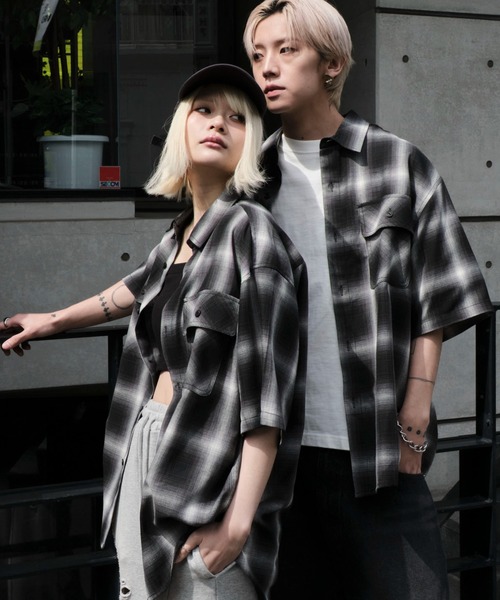 CUNE オンブレチェック半袖シャツ サイズ3 CUNE オンブレチェック半袖シャツ サイズ3