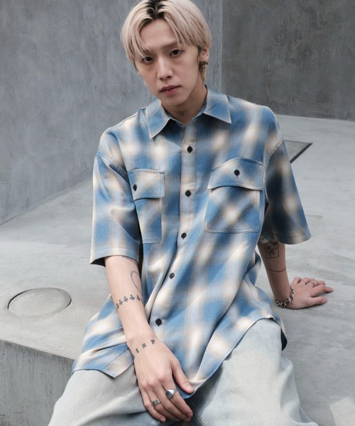 WEGO（ウィゴー）の「WEGO/オンブレチェック半袖シャツ（シャツ/ブラウス・メンズ・その他2/その他1/その他4/その他3/その他6/その他5/その他7・SMALL/LARGE/MEDIUM）」の4枚目の写真