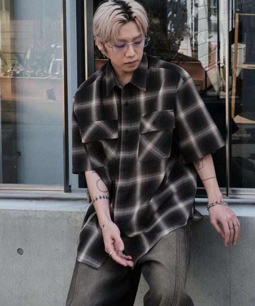 WEGO（ウィゴー）の「WEGO/オンブレチェック半袖シャツ（シャツ/ブラウス・メンズ・その他2/その他1/その他4/その他3/その他6/その他5/その他7・SMALL/LARGE/MEDIUM）」の17枚目の写真