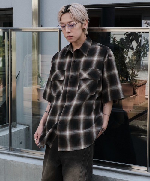 WEGO（ウィゴー）の「WEGO/オンブレチェック半袖シャツ（シャツ/ブラウス・メンズ・その他2/その他1/その他4/その他3/その他6/その他5/その他7・SMALL/LARGE/MEDIUM）」の8枚目の写真