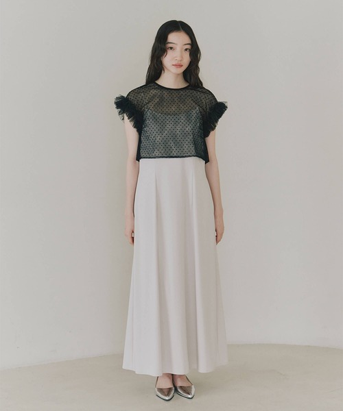 kaene(カエン)の「ドットブラウスセットドレス【kaene直営限定】結婚式 二次会 同窓会 成人式 パーティードレス(ドレス・レディース・ブラック/アイボリー・34/36/38)」の1枚目の写真