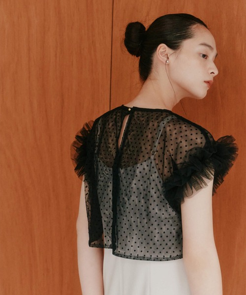 kaene(カエン)の「ドットブラウスセットドレス【kaene直営限定】結婚式 二次会 同窓会 成人式 パーティードレス(ドレス・レディース・ブラック/アイボリー・34/36/38)」の6枚目の写真