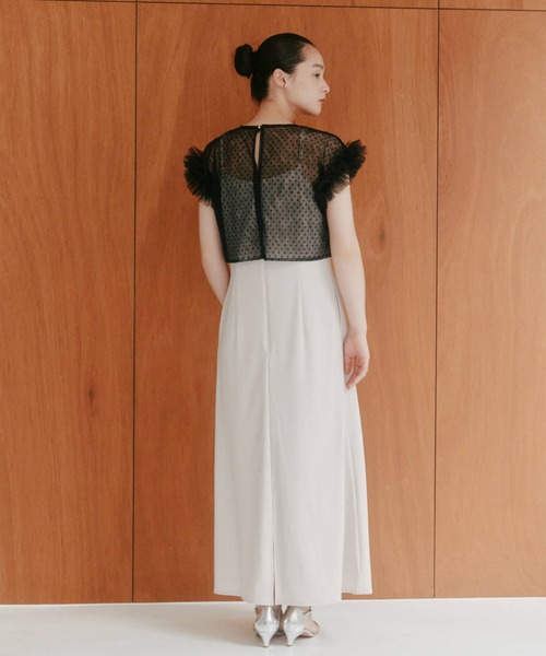 kaene(カエン)の「ドットブラウスセットドレス【kaene直営限定】結婚式 二次会 同窓会 成人式 パーティードレス(ドレス・レディース・ブラック/アイボリー・34/36/38)」の4枚目の写真