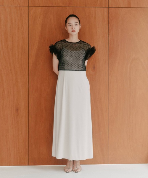 kaene(カエン)の「ドットブラウスセットドレス【kaene直営限定】結婚式 二次会 同窓会 成人式 パーティードレス(ドレス・レディース・ブラック/アイボリー・34/36/38)」の3枚目の写真
