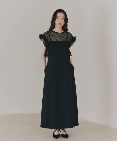 kaene(カエン)の「ドットブラウスセットドレス【kaene直営限定】結婚式 二次会 同窓会 成人式 パーティードレス(ドレス・レディース・ブラック/アイボリー・34/36/38)」の12枚目の写真