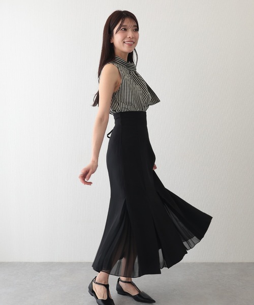 Lace Ladies（レースレディース）の「シアープリーツ ドッキング ハイウエスト タック スカート（スカート・レディース・ブラック/グレイッシュベージュ/チャコールグレー/グレー・S/FREE）」の9枚目の写真