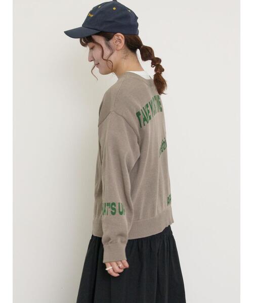 Samansa Mos2（サマンサ モスモス）の「ランダムロゴプリント前後2WAYニット（カーディガン/ボレロ・レディース・グリーン/チャコールグレー/オフホワイト/グレー・F）」の8枚目の写真