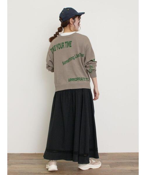 Samansa Mos2（サマンサ モスモス）の「ランダムロゴプリント前後2WAYニット（カーディガン/ボレロ・レディース・グリーン/チャコールグレー/オフホワイト/グレー・F）」の12枚目の写真