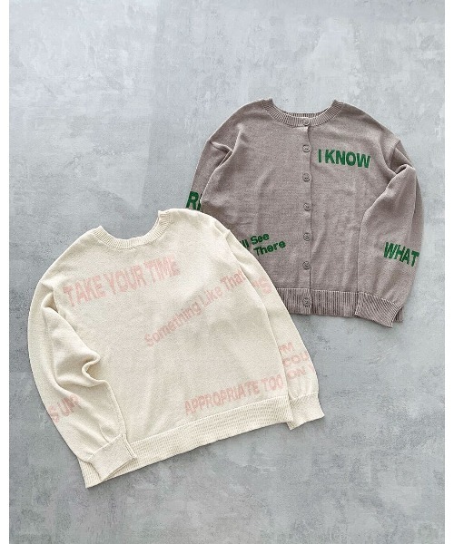 Samansa Mos2（サマンサ モスモス）の「ランダムロゴプリント前後2WAYニット（カーディガン/ボレロ・レディース・グリーン/チャコールグレー/オフホワイト/グレー・F）」の6枚目の写真