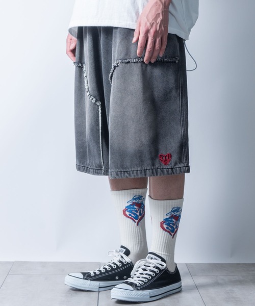セール】wide buggy denim Jorts/ワイド バギー デニム ジョーツ