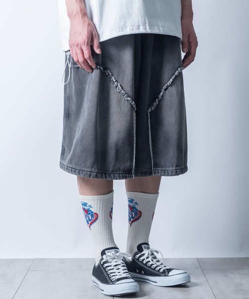 セール】wide buggy denim Jorts/ワイド バギー デニム ジョーツ