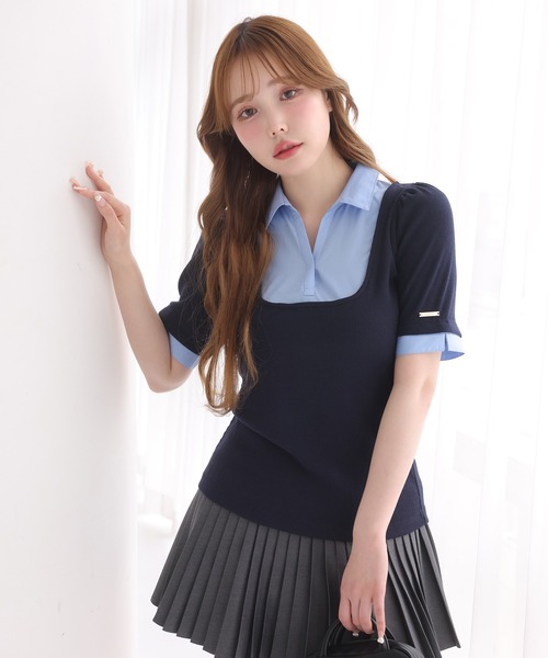 シャツドッキングレイヤードトップス（Tシャツ/カットソー