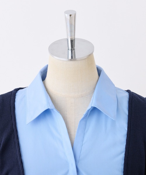 one after another NICE CLAUP（ワンアフターアナザーナイスクラップ）の「シャツドッキングレイヤードトップス（Tシャツ/カットソー・レディース・ブラック/ベージュ/ネイビー/オフホワイト/杢グレー・FREE）」の10枚目の写真