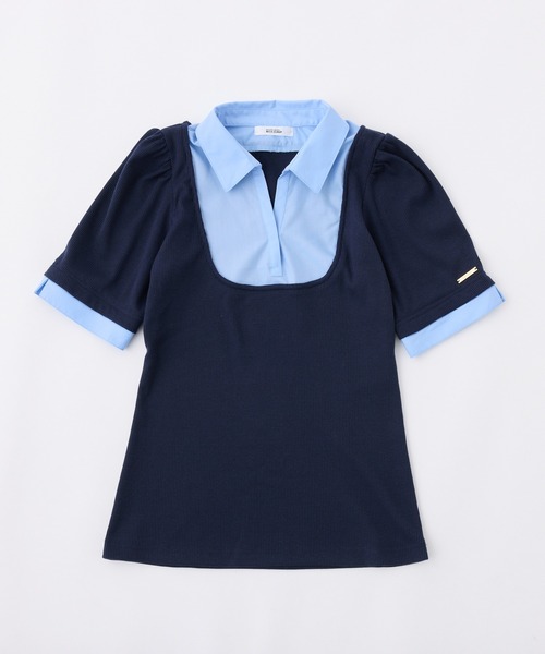 one after another NICE CLAUP（ワンアフターアナザーナイスクラップ）の「シャツドッキングレイヤードトップス（Tシャツ/カットソー・レディース・ブラック/ベージュ/ネイビー/オフホワイト/杢グレー・FREE）」の22枚目の写真