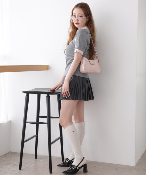 one after another NICE CLAUP（ワンアフターアナザーナイスクラップ）の「シャツドッキングレイヤードトップス（Tシャツ/カットソー・レディース・ブラック/ベージュ/ネイビー/オフホワイト/杢グレー・FREE）」の14枚目の写真