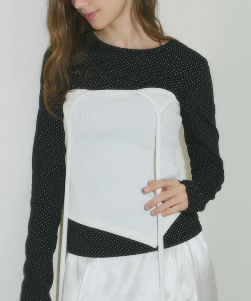 GIUNON（ジウノン）の「asymmetry ribbon camisole / アシンメトリーリボンキャミソール（キャミソール・レディース・ホワイト/グレー・FREE）」の16枚目の写真