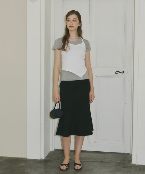 GIUNON（ジウノン）の「asymmetry ribbon camisole / アシンメトリーリボンキャミソール（キャミソール・レディース・ホワイト/グレー・FREE）」の8枚目の写真