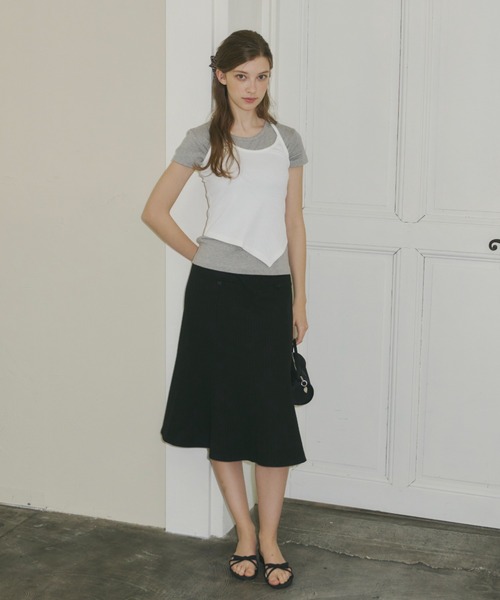 GIUNON（ジウノン）の「asymmetry ribbon camisole / アシンメトリーリボンキャミソール（キャミソール・レディース・ホワイト/グレー・FREE）」の10枚目の写真