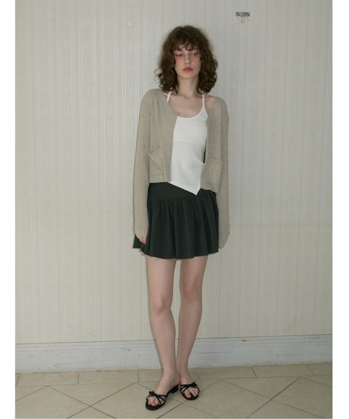 GIUNON（ジウノン）の「asymmetry ribbon camisole / アシンメトリーリボンキャミソール（キャミソール・レディース・ホワイト/グレー・FREE）」の6枚目の写真