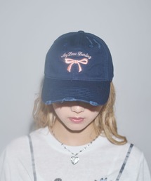 MSGirl（エムエスジーガール）の「Buyer’s Select/リボン刺繍ダメージCAP（キャップ）」