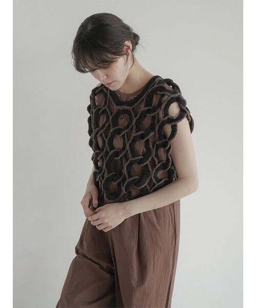 ニット セーター Circle motif crochet vest レディース FIKA. ニット セーター Circle motif crochet vest レディース