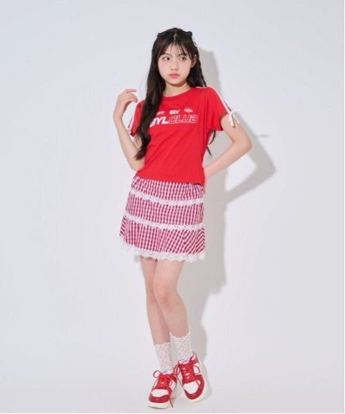 by LOVEiT（バイラビット）の「【Cuugal掲載】袖リボンラインＴシャツ（Tシャツ/カットソー・キッズ・オフホワイト/ネイビー/レッド・160cm/120cm/130cm/150cm/140cm）」の5枚目の写真